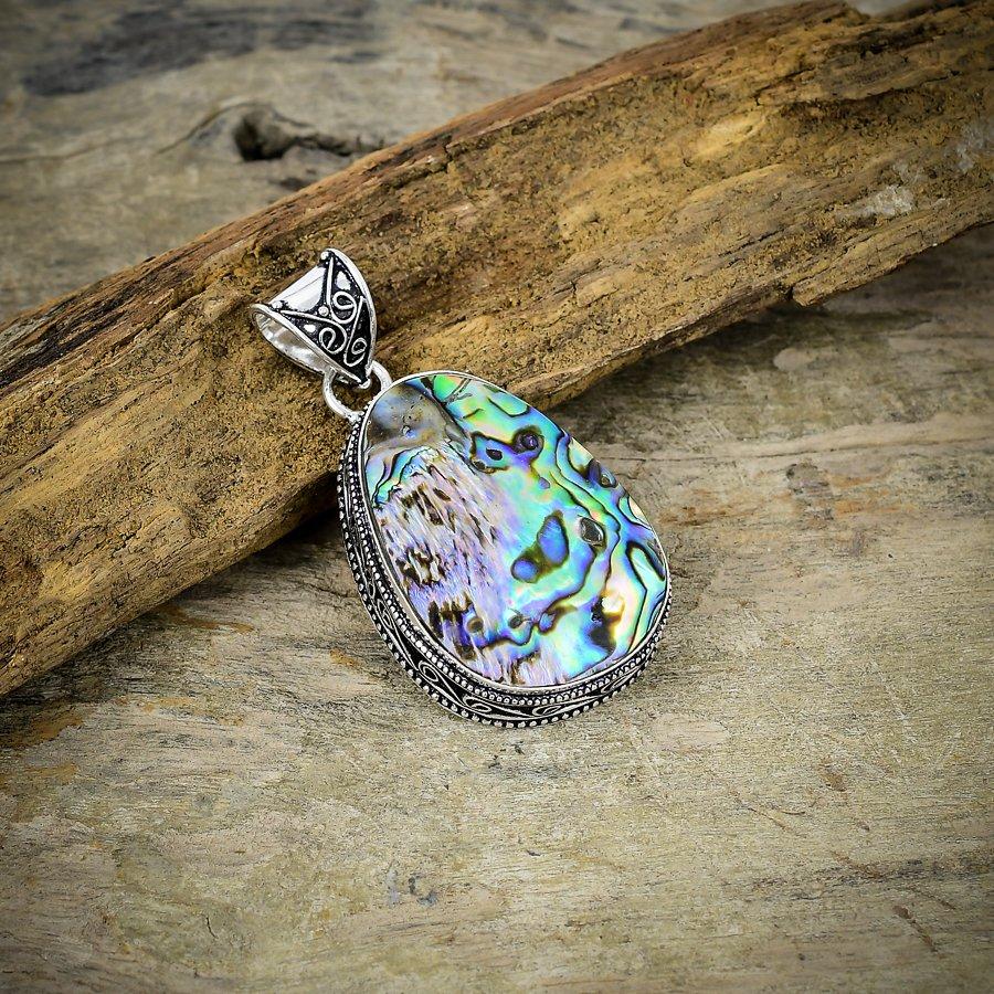 

Abalone Shell Gemstone Handmade 925 Sterling Silver Jewelry Pendant 2.17 M-18