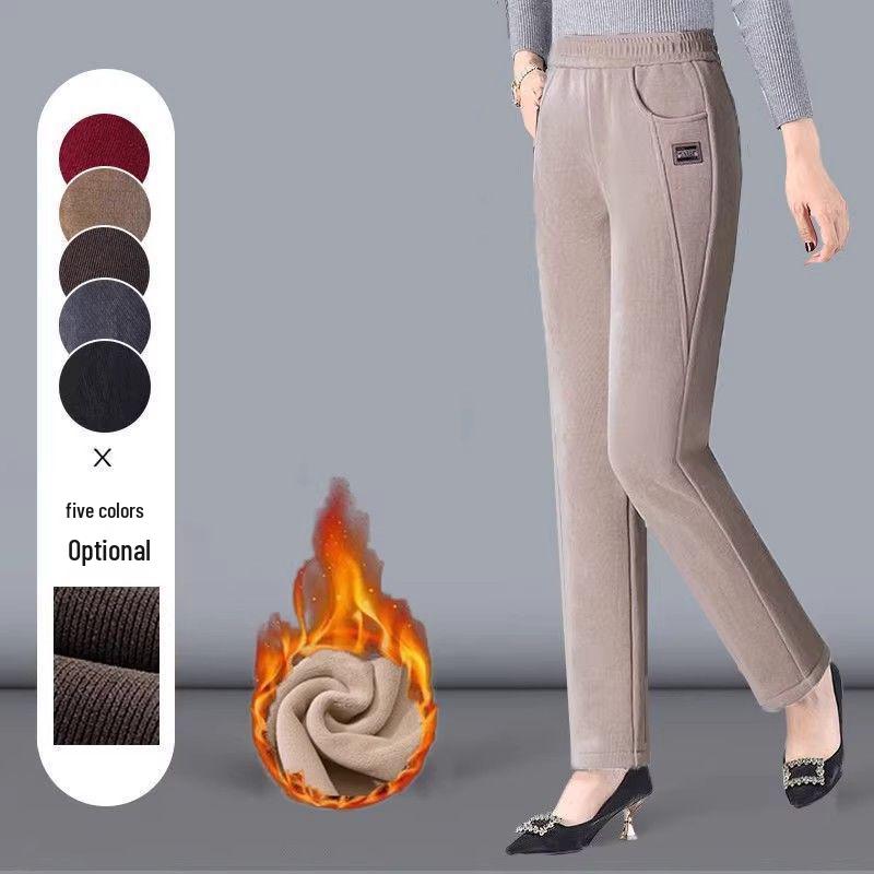 Women's High-Waist Elastic Corduroy Harem Pants - Thickened Velvet for Autumn/Winter