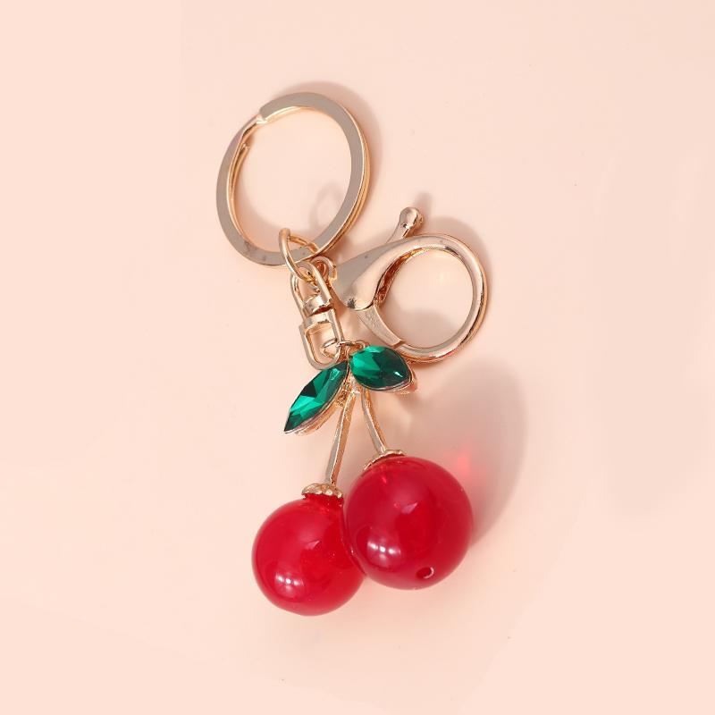 Fashion Resin Simulation Fruit Keychain Women Girls Chilli Strawberry Cherry Key Ring Pendants for Handbag Decor Jewelry Gifts