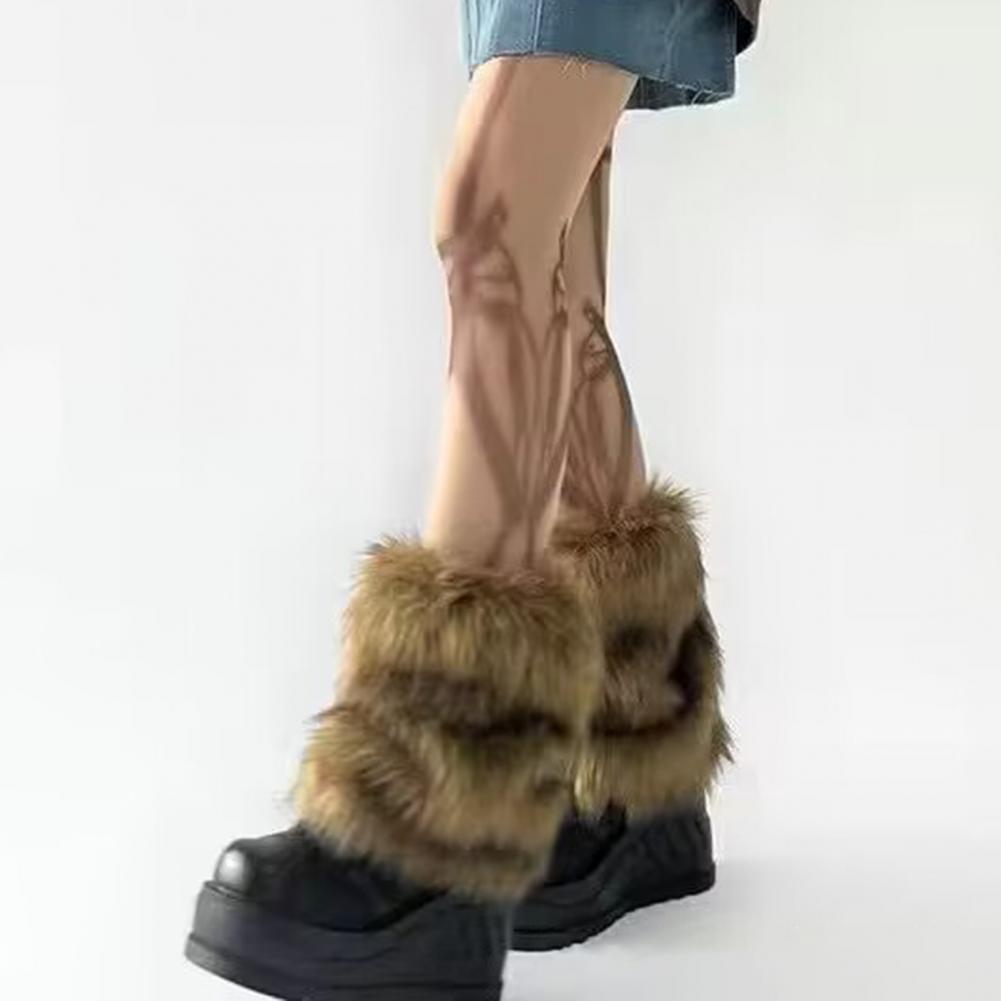 Faux Fur Foot Warmers Kawaii Girls Socks Fashion Plush Legging Sexy Women's Pile Up Socks Snow Boots Covers Thickened Leg Warmer