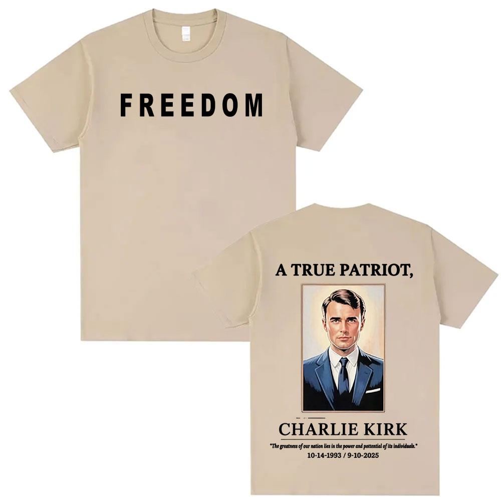Charlie Kirk A True Patriot Vintage T-shirts Men Women Harajuku Classic Short Sleeve T Shirt Summer Fashion Comfort T-shirt Tops