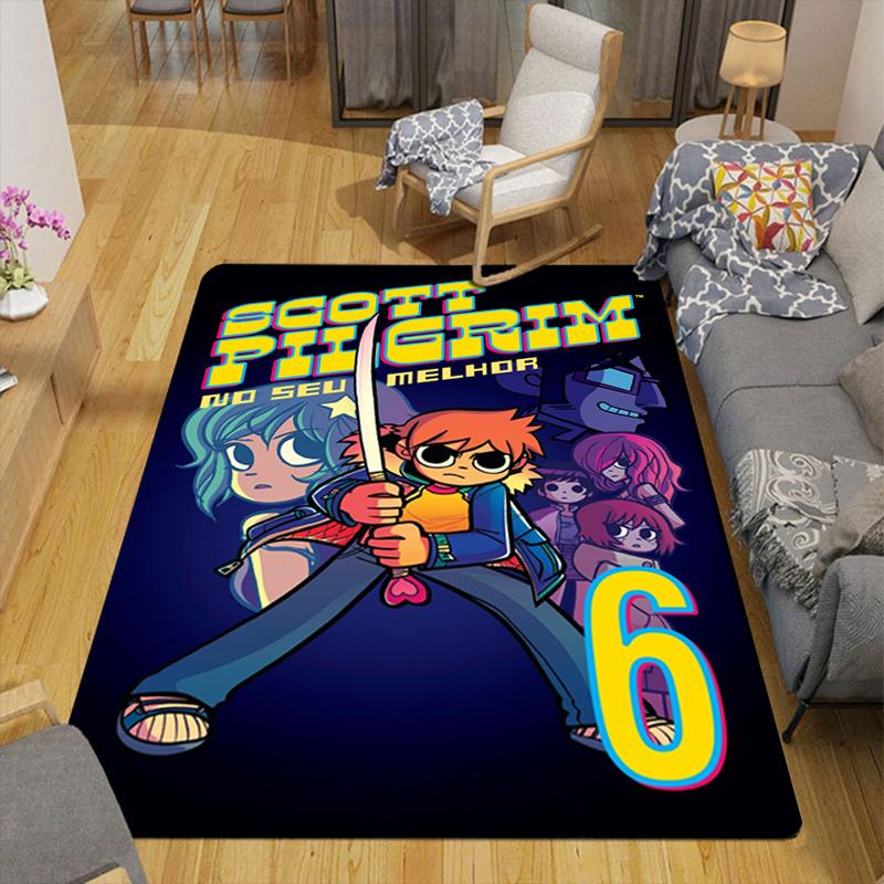 Scott Pilgrim anime design Rug Floor Mat for Living Room or Bedroom Soft and Comfortable Carpet a Gift for Birthday and Holiday.