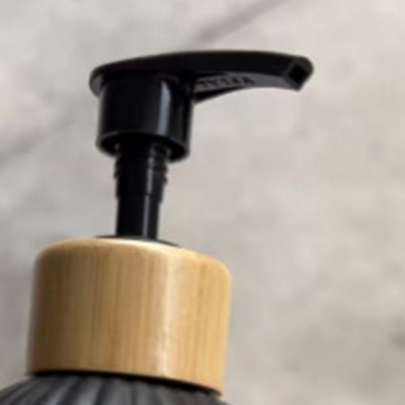 

16oz Black & White Glass Hand Soap Bottle with Bamboo Pump
