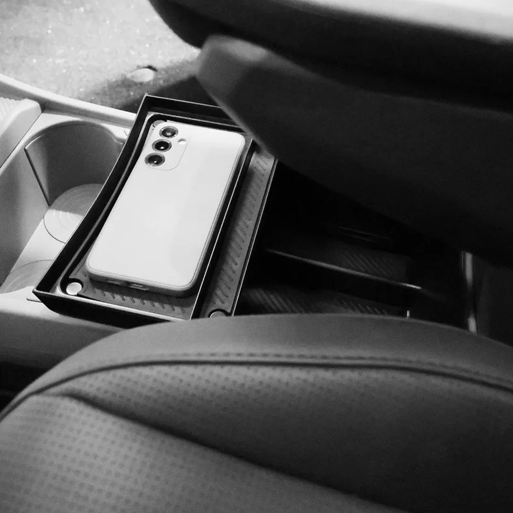 ABS Car Armrest Under Storage Box Organizer Holder Tray Car Central Card Coin Stowing Tidying For Kia Ev3