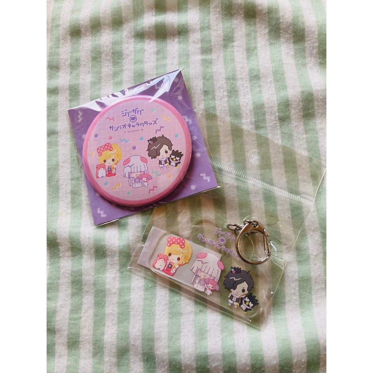 Used Zigzag x Sanrio Characters Acrylic Keychain Can Badge Shintenchi Kaisei Group Zigzag