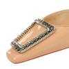 Square Head Side Hollow Shallow Mouth Style High Heel Shoes Rhinestone Metal Square Buckle Decoration Super High Heel Shoes