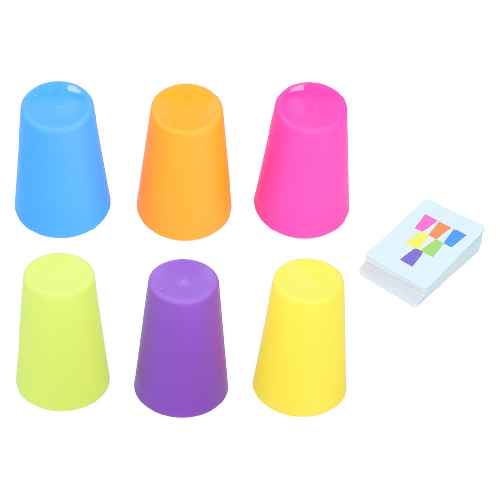 Stacking Cups Game Set Picture Cards Colorful Stack Cups Early Educational Baby ToysSingle Player