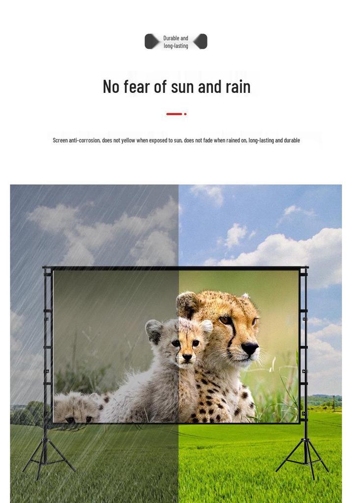 Enhanced Black Backlight Outdoor Projection Screen with Dual Floor Stands - Portable HD Home Projector Screen