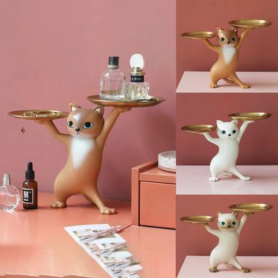 Kreative Katzenablage aus Harz, Skulptur, Figur, Schlüssel, Schreibtisch, Süßigkeiten, Aufbewahrung, Dekoration, Accessoires, Zimmer, Tierdeko
