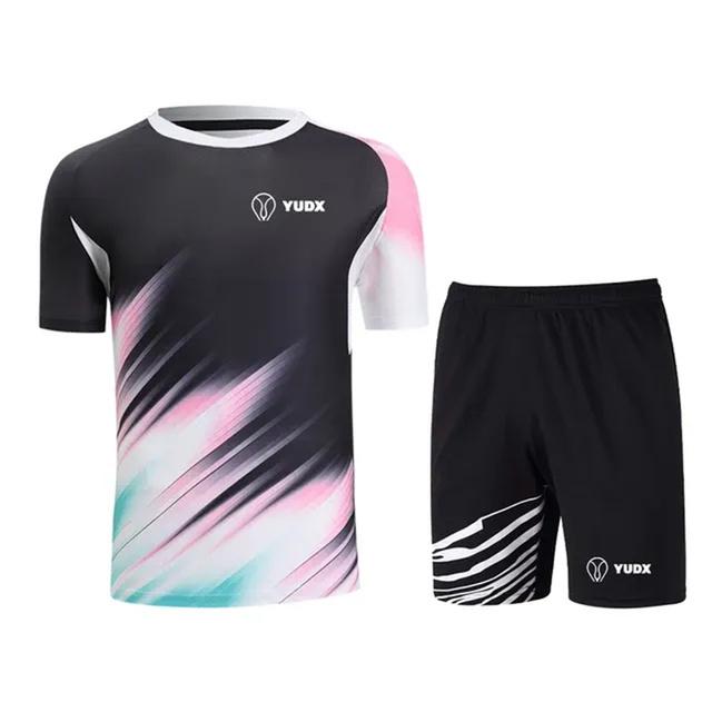 Men's and Women's Yudx Brand Badminton Wear Tennis Wear Sports Geometric Design Breathable Fast Drying Round Neckoversizdt-Shirt