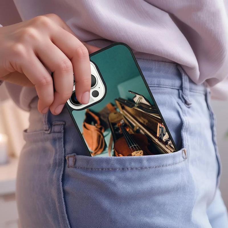 Musical Violin Guitar Phone Case For iPhone 17 Air 15 16e 14 13 Pro Max Coque 12 11 Pro Max PLUS cover
