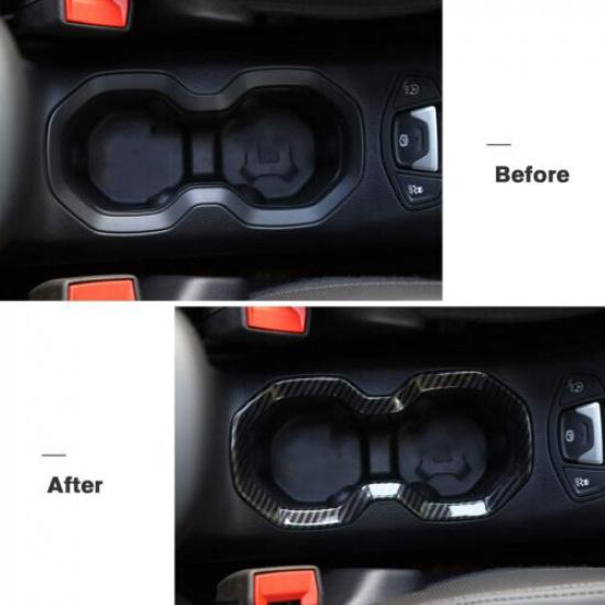 Water Cup Holder Frame Trim Cover Bezel for Jeep Renegade 2016-2018 Carbon Fiber