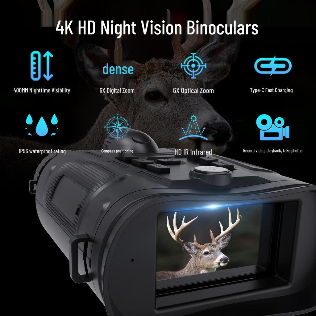 4K HD High Magnification Infrared Digital Night Vision Binoculars with Low Light Capability