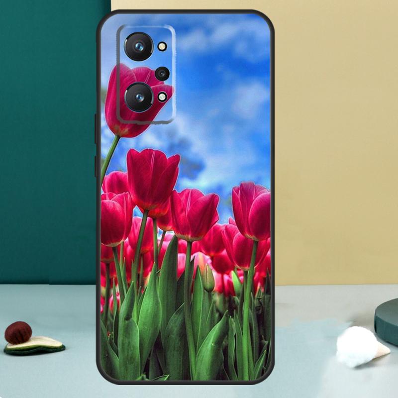 Tulip Flower For Realme 13 12 10 11 14 Pro Plus GT 6 5 6T GT7 Pro C55 C53 C51 C21Y C25S C75 C67 C61 Case