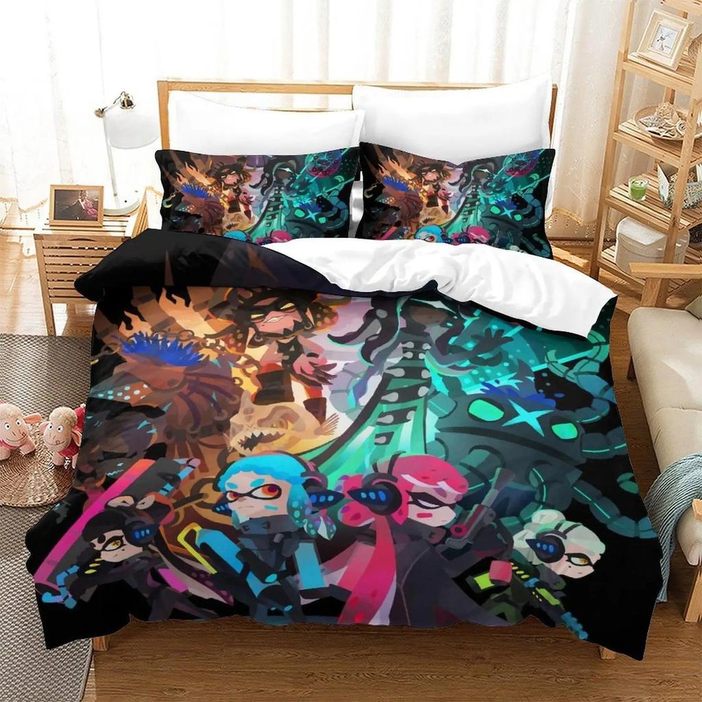 Splatoon 3 Bedding Set 3D Print Anime Duvet Cover Single Twin Full Queen King Size for Adult Kids Bedroom