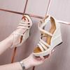 Fashion Summer 16cm High Heel Wedges Heel Sandals 14cm Fashion Thick Bottom Platform Open Toe Ladies Sandals Leather Gladiator Sandals