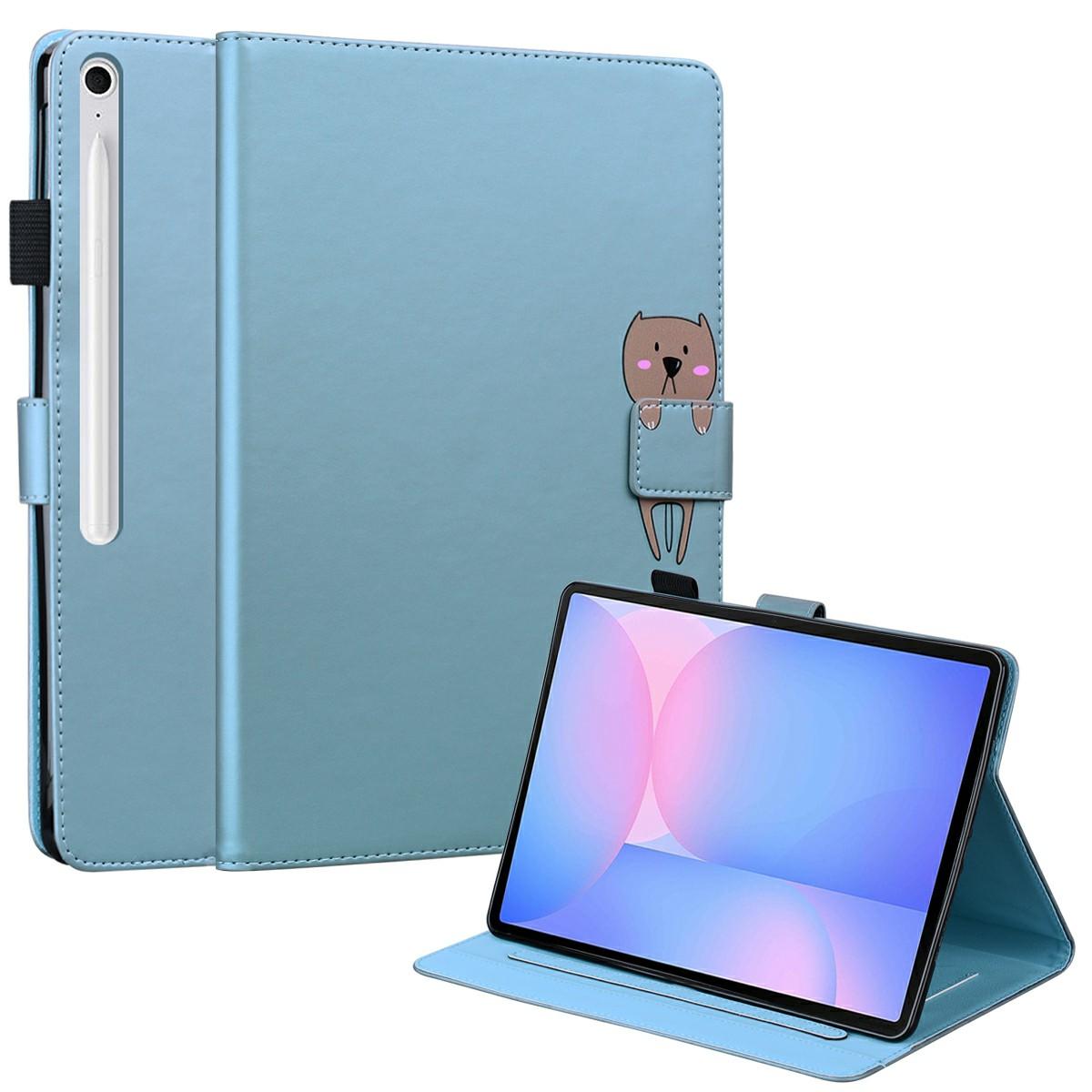 

Для Samsung Galaxy Tab S10 FE+ Чехол Подставка для планшета Кожаная обложка Слоты для карт Животный узор Blue