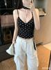 #Summer new pure desire wind three-dimensional flocking polka dot printing sling vest female slim fixing belt chest pad