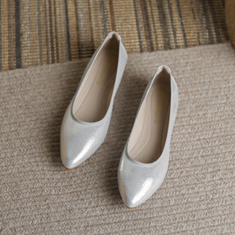 Fashion Women's Ballet Flats Round Toe Sequined Cloth Flat Casual Loafers Fashion Slip on Light Loafers Plus Size 31-45 Walking Shoes