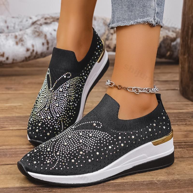 Autumn Rhinestone Women Casual Sports Shoes Comfortable Non Slip Outdoor Casual Shoe Soft Sole Breathable Sneakers Zapatos Mujer