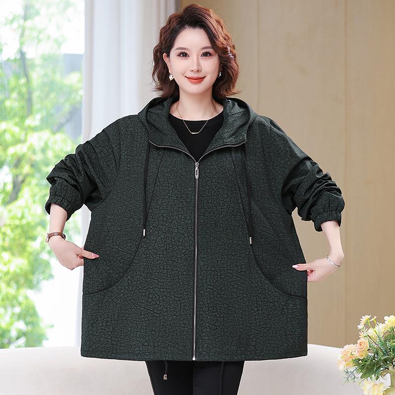 

Новый тренч женский больших размеров 2025 года для мам среднего и пожилого возраста - Весенне-осенняя одежда 2XL темно-зеленого