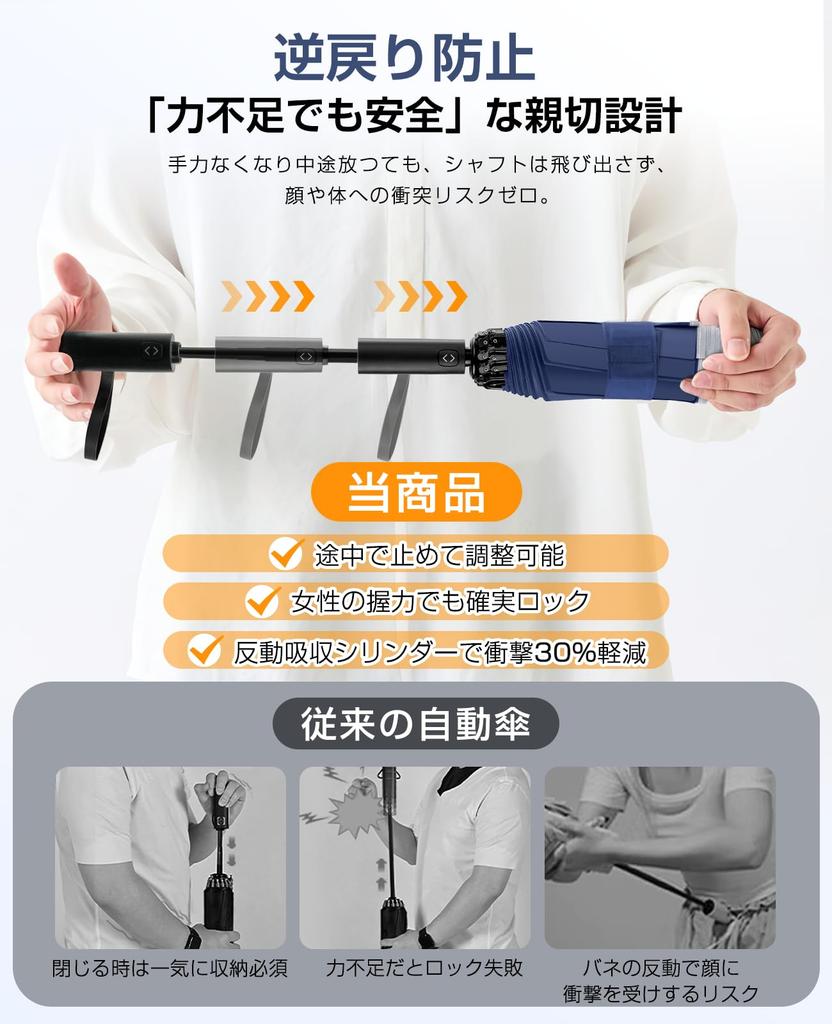 Folding Umbrella with Permanent Shape Memory and Automatic Folds in 3 Reflective 8 310T Sun and Rain Suitable for Men and Rain and Rainy Season