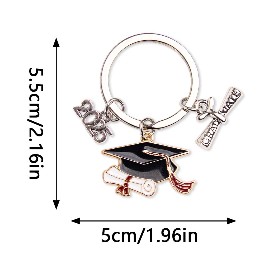 6pcs Class of 2025 Graduation Keychains Doctoral Hat Congrats Grad Design Alloy key ring Graduation Season Ceremony Ideal Gift