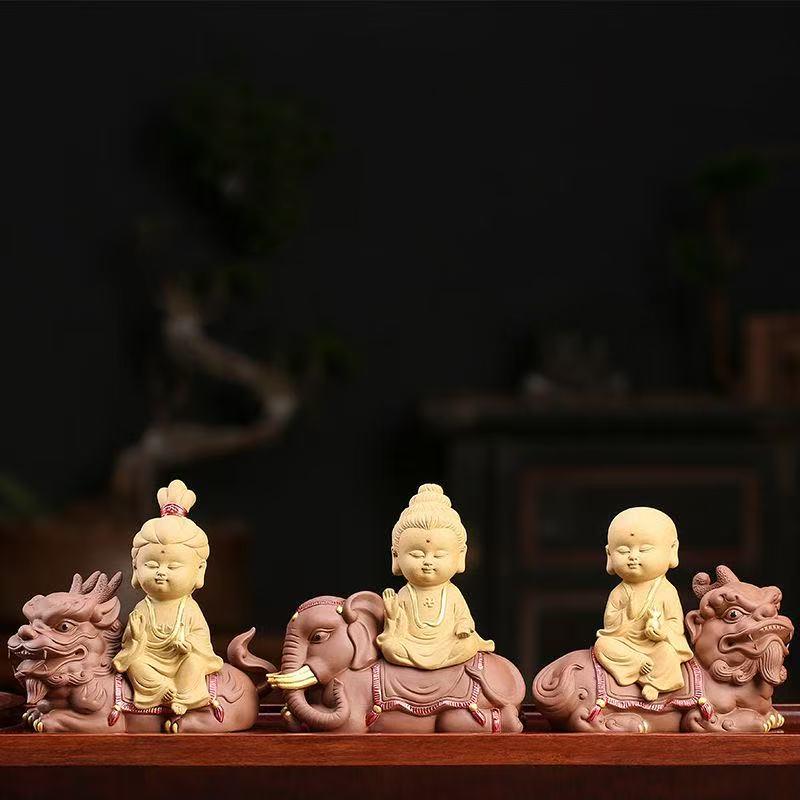 Keramik Buddha Sakyamuni Guanyin Ksitigarbha Statue Handbemalt Keramik Buddha Statue Feng Shui Reichtum & Frieden Heimdekor
