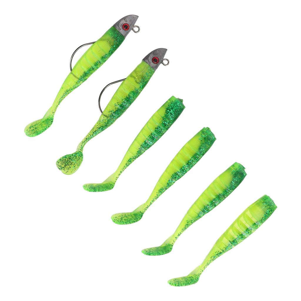 2 Sets Silicone Artificial Fishing Bait Soft Fishing Lure for Saltwater FreshwaterOil Green