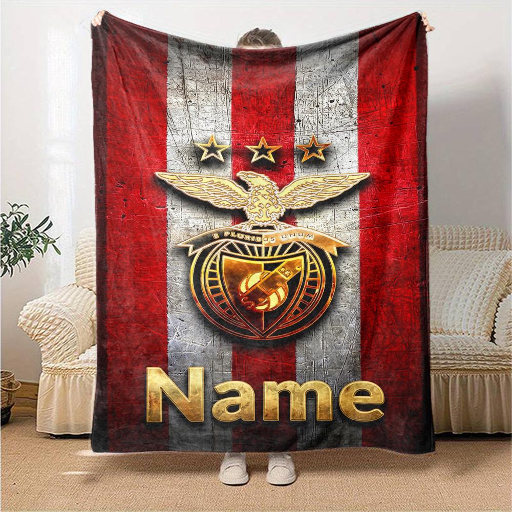 Custom Name Benfica Theme Printed Blanket Perfect For Couch Bed Travel Outdoor Use Machine Washable Cozy Durable