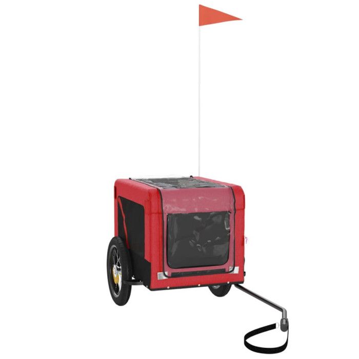 VidaXL Remorque de vélo pour chien rouge et noir tissu oxford et fer 93908