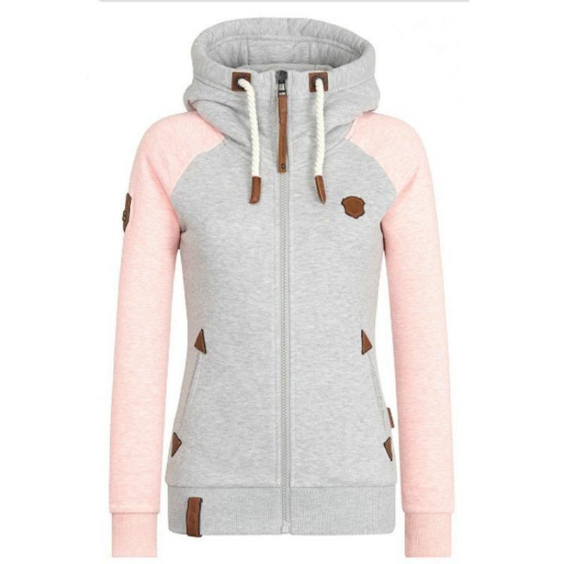 Autumn Hot Style Personalized Leather Brand Contrasting Color Hooded Sweatshirt for Women Original Quality