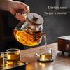 YIHUTEA Glass Tea Pot and Walnut Wood Stove Set