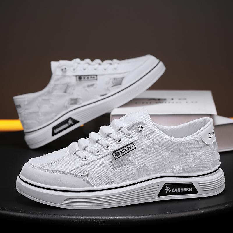 Fashion Unisex Canvas Slip-On Flat Bottom Shoes Summer Breathable Casual Rubber Sole Adult Footwear Fashionable Trendy White Sneakers