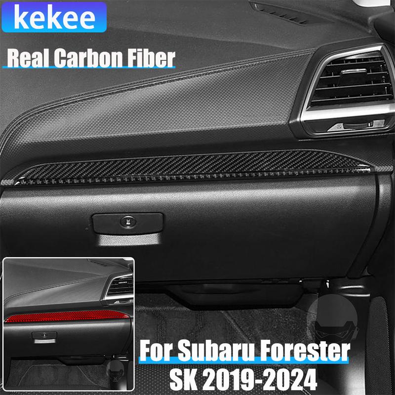 Real Carbon Fiber Car Accessories Passenger Dashboard Cover Soft Sticker For Subaru Forester SK 2024