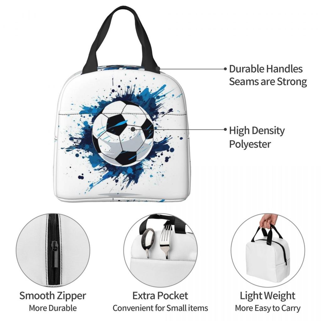 Graffiti Soccer Painting Insulated Lunch Bag for Women Office Cooler Thermal Food Box Tote Portable Lunch Boxes Container