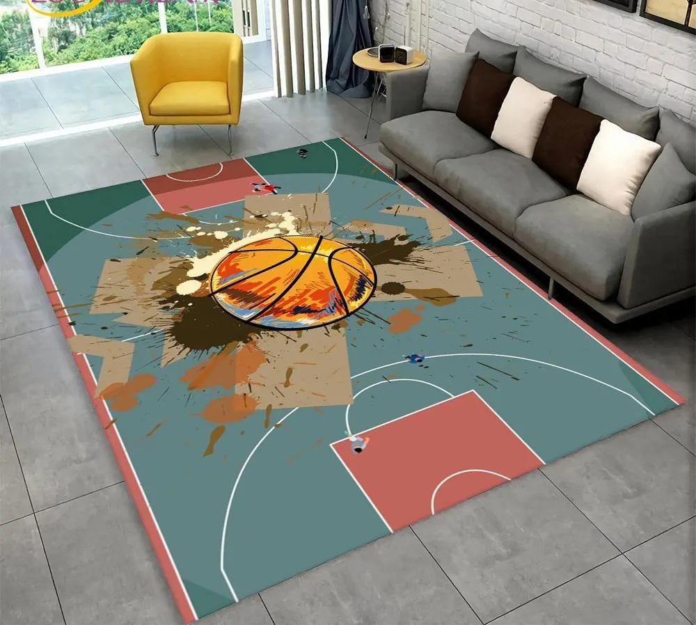 Basketball Cour Cartoon Carpet Indoor Non-slip Creative Doormat Floor Rug Bedroom Accessories Decoration Props Outdoor Decor Mat
