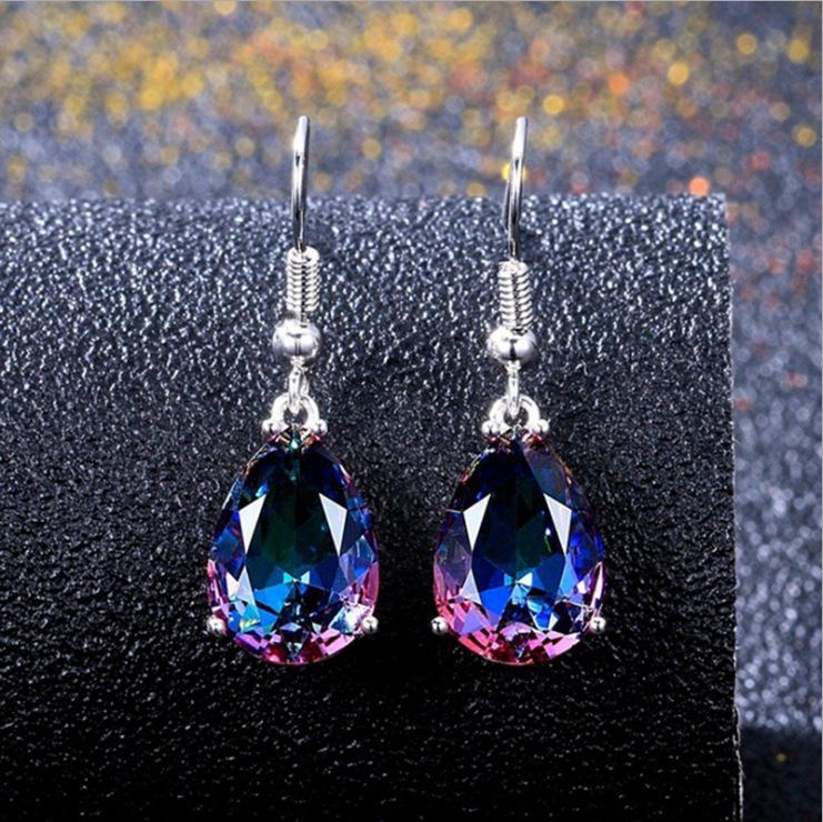 Purple Rainbow Water Drop Stud Earrings - Seven Colors