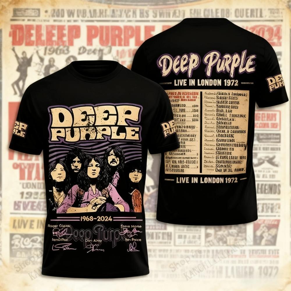 Rock Deep Purple Band T-Shirts 3D Print Men Women Short Sleeve Round Neck T Shirt Oversized Tees Hip Hop Tops Unisex Clothing