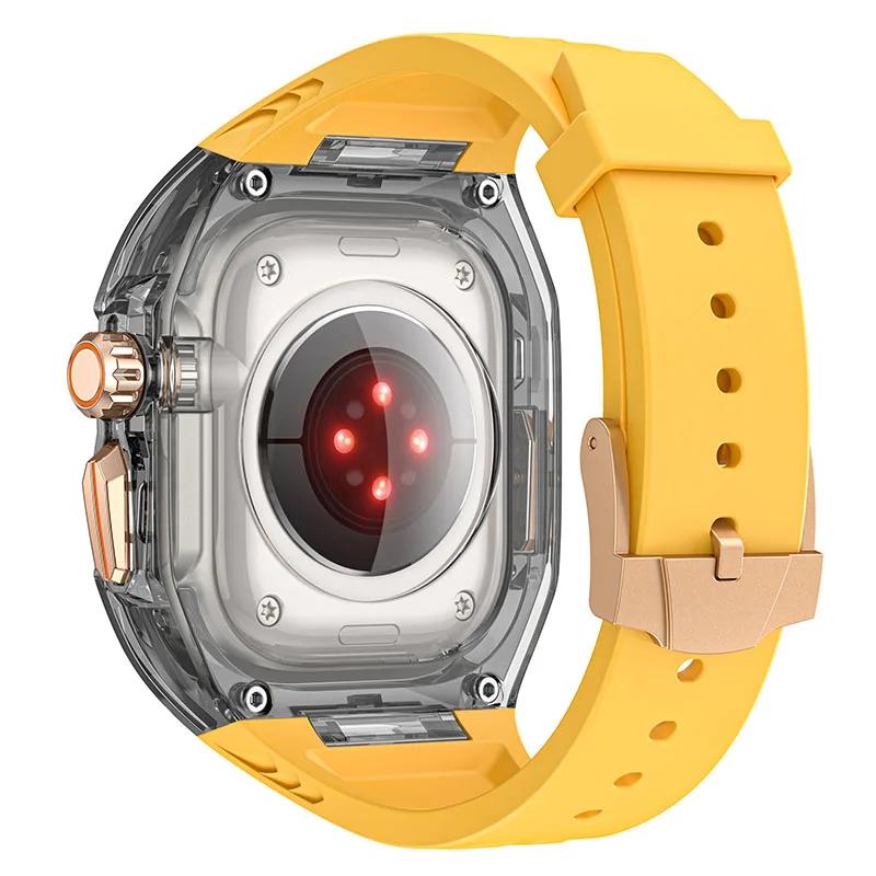 Transparent Modification Kit For Apple Watch Series11 46mm Strap 45mm 41mm Case for IWatch Series 10 9 8 7 44mm 40mm 654SE Rubber Band Refit Mod