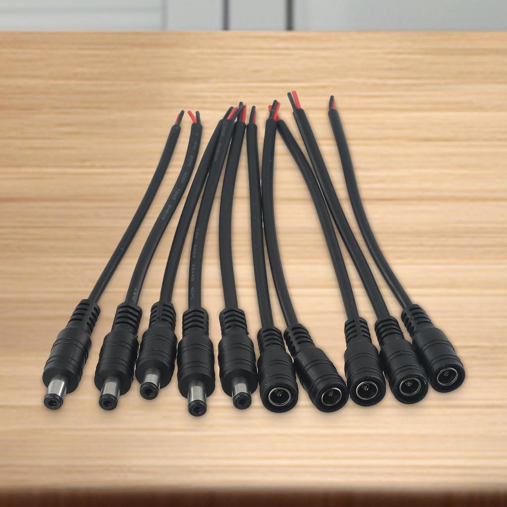 DC Power Cable Set 5 Pairs 5 5x2 1mm Male Female Connector 1 Pin for CCTV Camera and LED Strip Power Supply Line 30cm Length