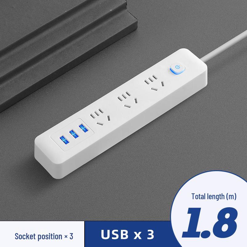 USB Socket Panel with Multi-Outlet Power Strip and Sub-Control