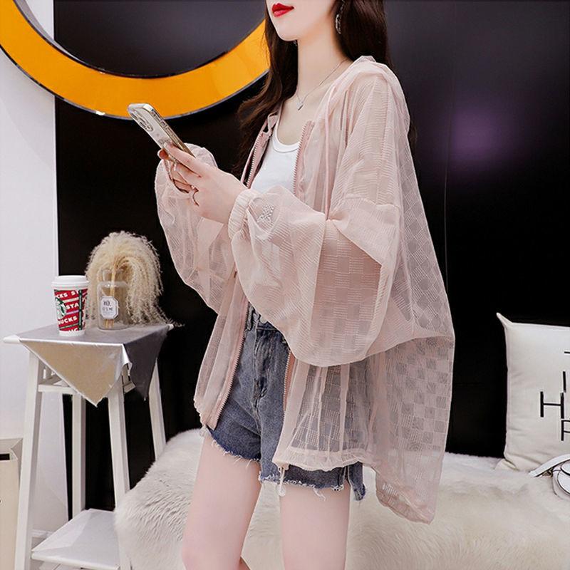 2025 Sommer Atmungsaktive Sonnenschutzjacke Damen Sonnenschutzkleidung Modisches Design Netzstoff Damen Patchwork Spitze Kapuzenjacke A77