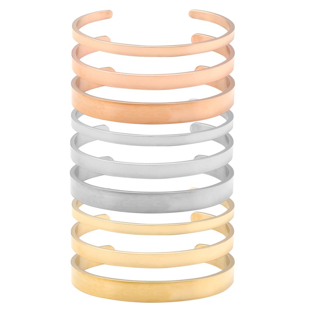 1Pc Stainless Steel Cuff Bangle Bracelet 4/6/8mm Glossy Bracelets UNISEX Bracelet for DIY Simple Exquisite Jewelry Accessories