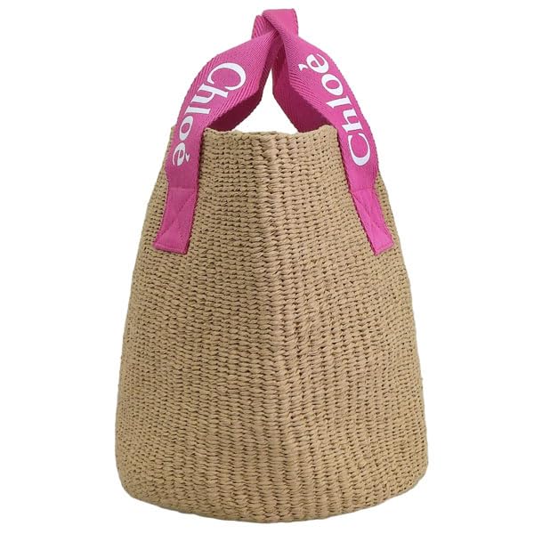 Bag Tote Bag Brown Pink Basket Bag Kids KIDS Mifuko Collaboration Grosgrain Ribbon Trim C20045 49L [Chloe] Women's [Item]