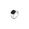 Square Retro Black Rings Silver Black Glass Stone Rings Black Stone Square Ring  Funerals