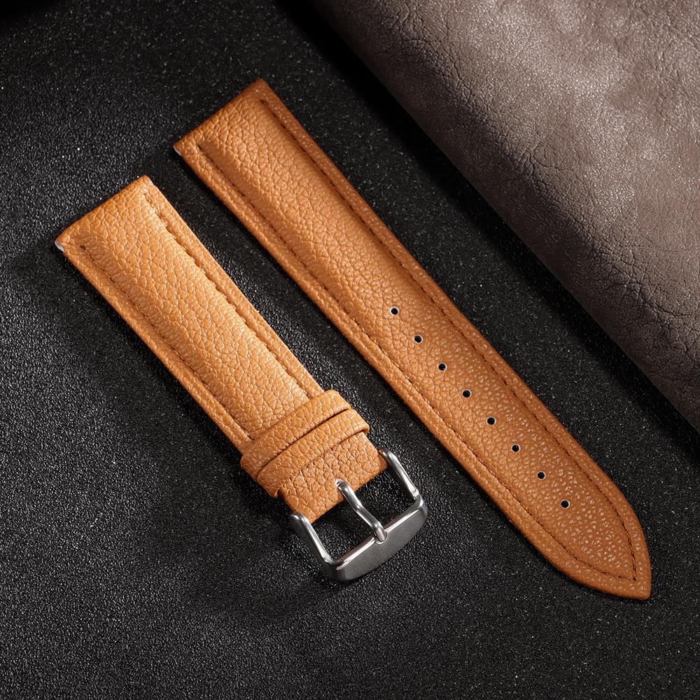 Handmad Soft Watchband Lychee Pattern Black Strap 12mm 14mm 16mm 18mm 20mm 22mm Vintage Cowhide Bracelet for Men Women Bracelet