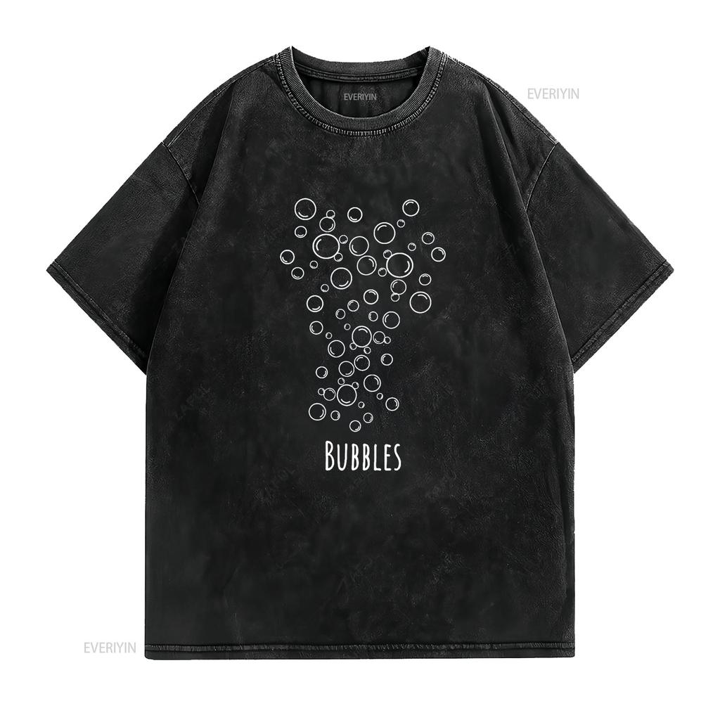 Bubbles funny bubble design T Shirt vintage Washed fashion Stretched Unisex Slightly homme Casual Stylish Comfortable Soft