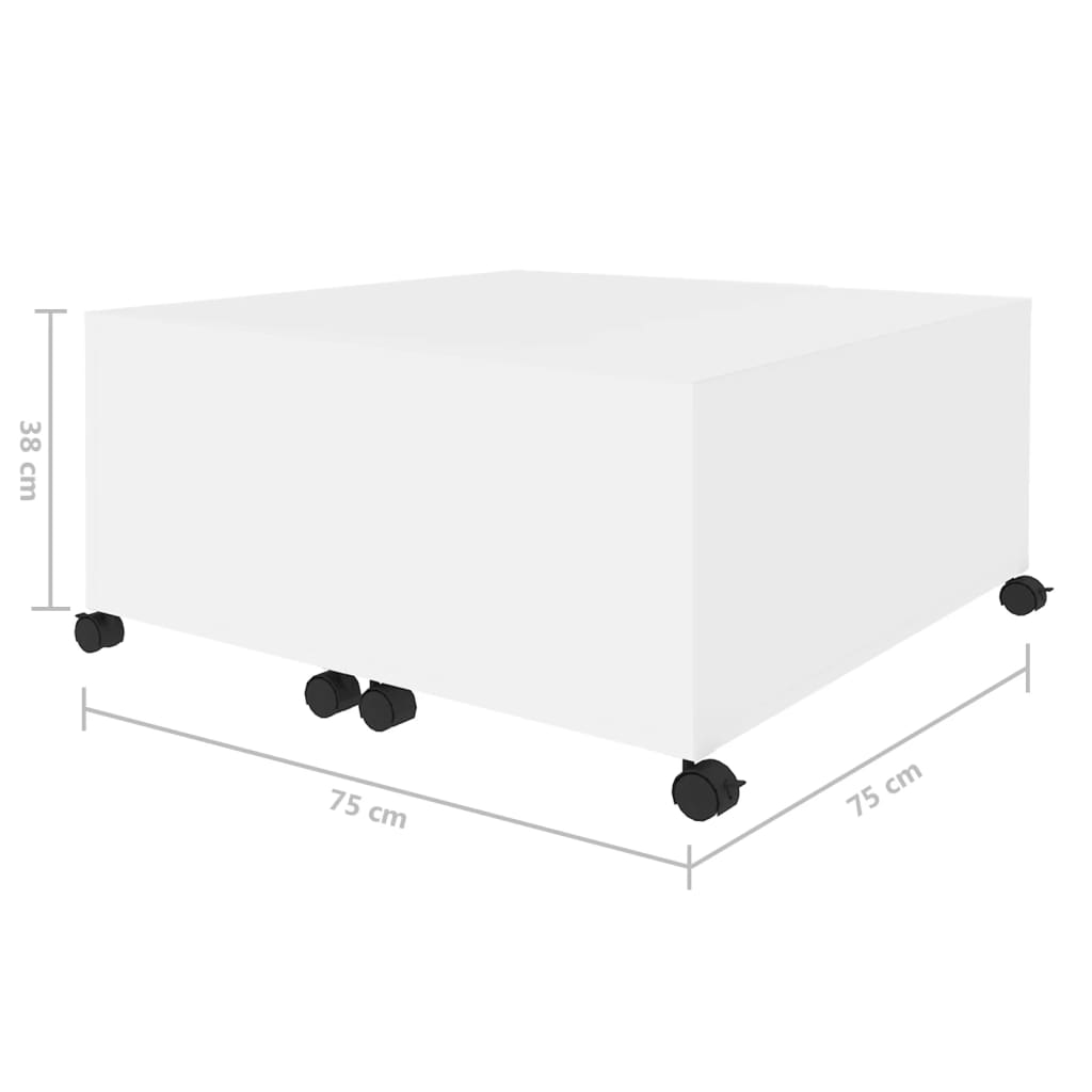 Vidaxl Coffee Table, White, 75X75X38 Cm, Wood-Based Material