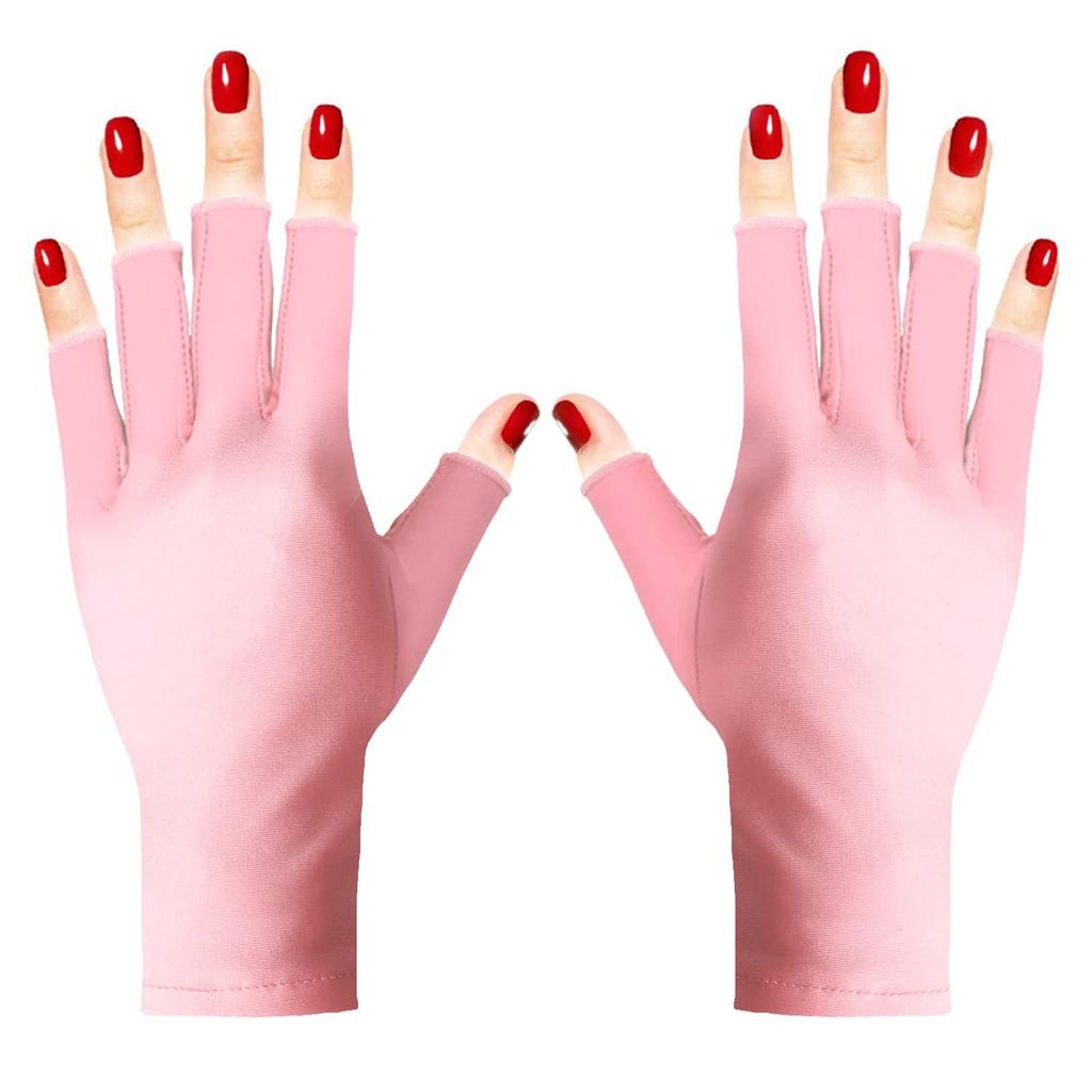 1Pair UV Gloves for Gel Manicures UPF50+ Fingerless UV Light Protection Gloves for Gel Nails Manicure